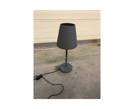 { Option of lots:  199, 200 } HE Table Lamp (EU) Grey Metal The Slim Stem Like The Trunk Of A Tree, Its Shade Is A Reinterpre