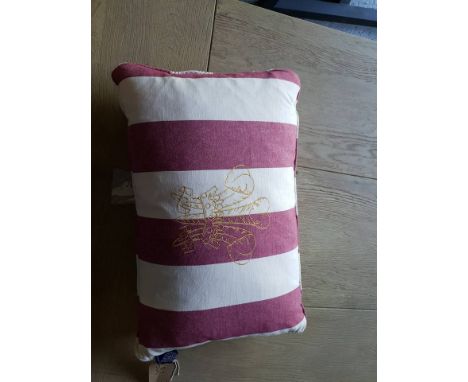 { Option of lots:  116, 117 } Cushion Boating Stripe With Ich Dien Motif 60 x 40cm