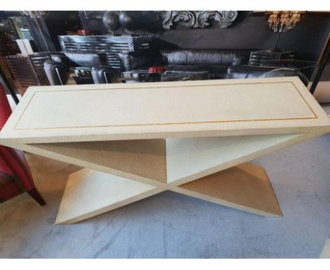 Andrew Martin Vita Console Table An Elegant X Leg Neutral Console Table With An All Over Antique Crackle Eggshell Finish 152 