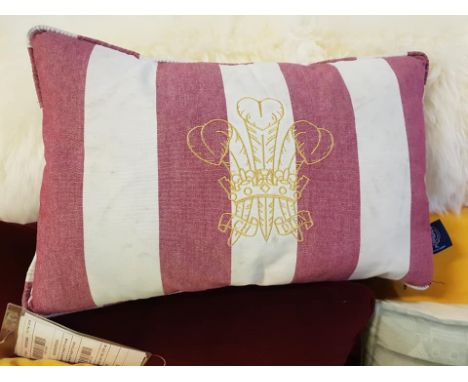 Cushion Striped Ich Dien Motif 60 x 40cm 