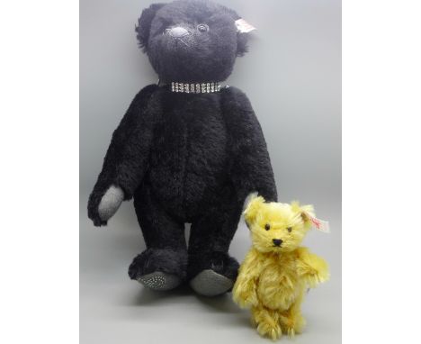 A Steiff Krystina Bear, 2011, limited edition Swarovski Crystal Collectors growler bear and a small Steiff bear 