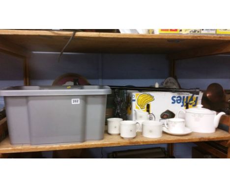 Shelf of assorted Royal Doulton etc.
