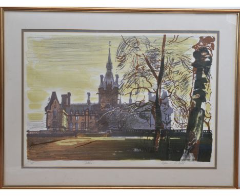 Edwin La Dell (British 1914-1970), A limited edition Lithograph of Fettes College, no. 18 of 75, signed bottom right, framed,