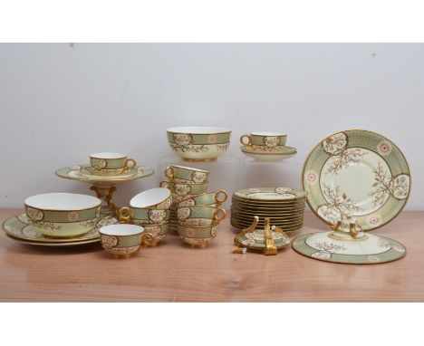 A late 19th century Royal Worcester ceramic part tea set, c. 1870's all marked to the underside, comprising three large plate