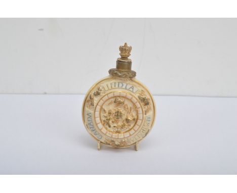 An early 20th century Royal Worcester porcelain Queen Victoria commemorative scent bottle, one side with a side portrait of t