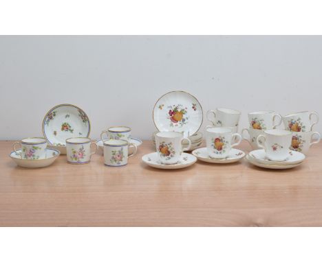 A collection of 20th century bone china Royal Worcester tea cups and saucers, from the 'Reproduction of Early Worcester' seri