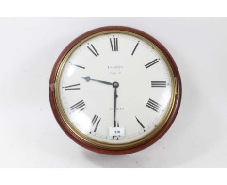 Good quality 19th century wall clock with 32cm painted dial signed Thompson, Oakley Street, Lambeth, single fusee movement in