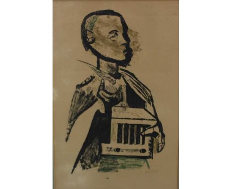 *Robert Colquhoun (1914-1962) lithograph, Boy with birdcage, signed, 58 x 38cm, in glazed frameCondition report: Although not