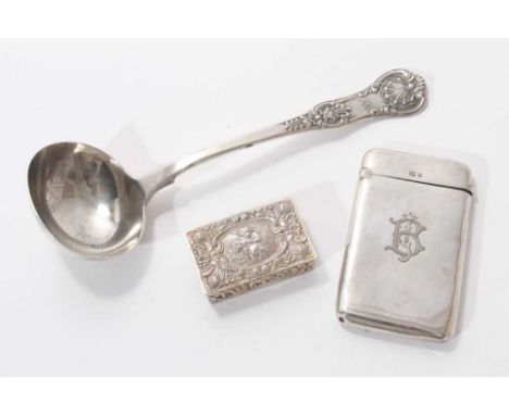 Victorian silver single struck Queens pattern sauce ladle with engraved initials (London 1860) The Portland Co., an Edwardian