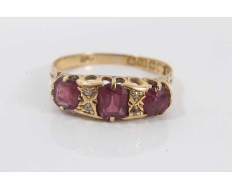 Edwardian 18ct gold ruby and diamond ring Birmingham 1910. Ring size P.Condition report: Gross weight approximately 2.73 gram