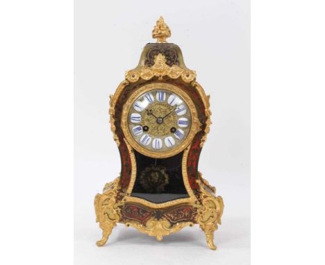 19th century boulle bracket clock, French 8 day movement, with outside countwheel, striking the hours and halves on a bell, g