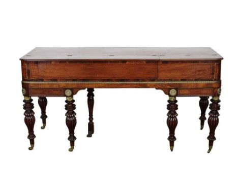 Regency mahogany and rosewood crossbanded square piano, by James Nutting and Comp. 92 Dean Street, Soho, the fine case with g