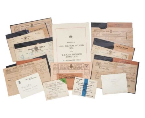 The Wedding of H.R.H. The Duke of York with The Lady Elizabeth Bowes-Lyon, April 26th 1923, rare carriage ticket, entrance ti