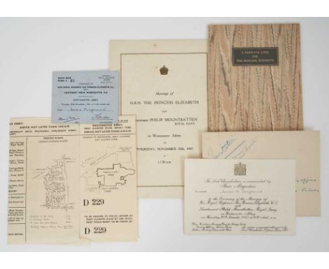 The Marriage of H.R.H.The Princess Elizabeth with Lieutenant Philip Mountbatten R.N. November 20th 1947, scarce invitation to