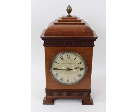 Edwardian Eureka Clock Co. Ltd. 1000 Day Electric Clock in inlaid mahogany case with original instructions 45cm highCondition