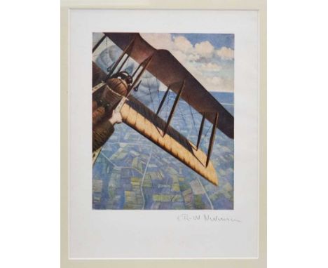 Christopher Richard Wynne Nevinson (1889-1946) offset lithograph, printed in colours, on thin wove, Banking at 4000 Feet, 191