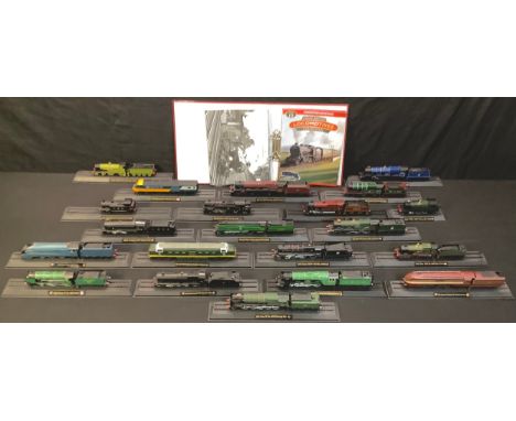 Toys &amp; Juvenalia - Great British Locomotives Collection OO scale models, each model mounted on a wood effect plinth, acco