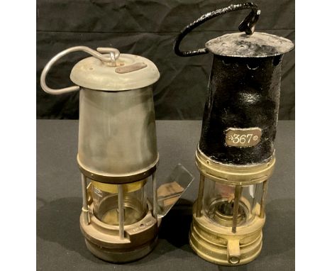 A Wolf Miner's safety lamp, Wolf Type FS; another, stamped 367 (2) 