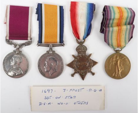 Great War 1914-15 Star Medal Trio &amp; Army Long Service Good Conduct Group of Four Royal Artillery, group was awarded to “1