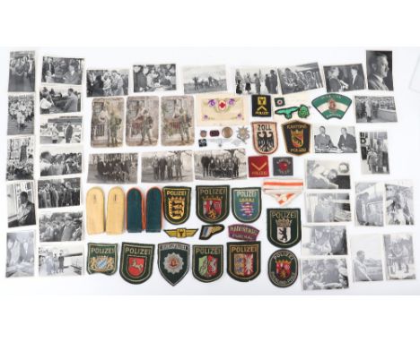 German Military and Police Insignia, consisting of original and reproduction WW2 tunic shoulder boards; German Waffen-SS gree