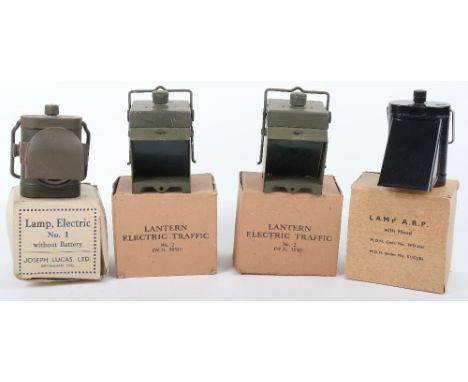 WW2 Lamps in Boxes: ARP lamp, No 1 lantern electric traffic and No 2, all in original boxes. 4 items 