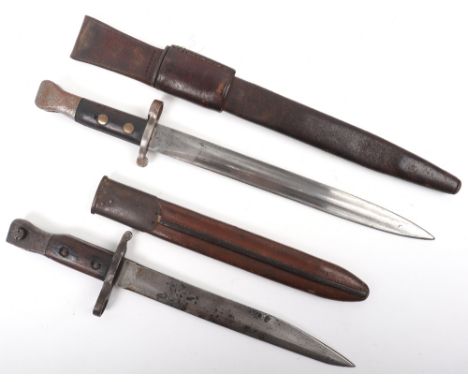 British Lee Metford and Canadian Ross Bayonets: Metford bayonet is complete with its scabbard and leather frog, blade well st