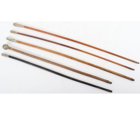 British Regimental Swagger Sticks: Five swagger sticks, Army Cyclist ,R.E. , Royal Welch, Norfolk and K.O.Y.L.I. all white me