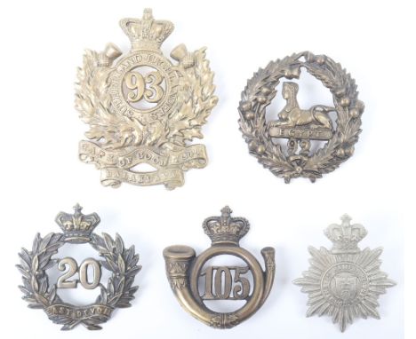 Victorian British Headdress Badges, all being re-strikes of glengarry and forage cap badges. All remain in good condition. In