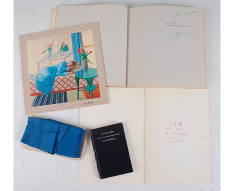 Two David Hockney signed gallery exhibition programmes, for The New Paintings, Drawings and Graphics Exhibition at the Andre 