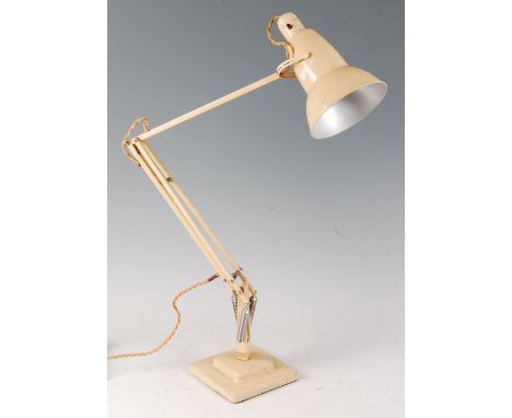 Herbert Terry - a cream painted anglepoise lamp, model No.1227, of hinged and rotating form with moveable shade, raised on a 