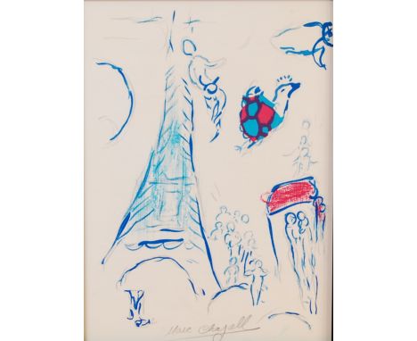 Marc Chagall (1887-1985) - Eiffel Tower, lithograph printed in colours, signed in pencil lower centre, 31.5 x 23cm
