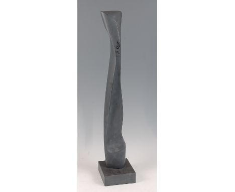 R. L. Bee - No.38, polished and unpolished slate, raised on integral square base, inscribed, numbered and dated 3-86 to one s