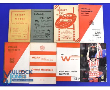 Wigan R Lge Literature: 'Cherry and White', and 'Soccer and Rugby in Wigan', history booklets, 1946, G; s/back 'Hist of Wigan