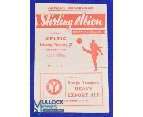 1953/54 Stirling Albion v Celtic Scottish Cup 3rd round match programme 27 February 1954; team changes, o/wise good. (1) NB: 