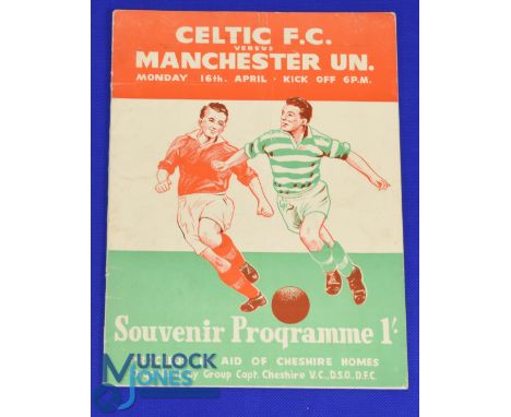 1956 Glasgow Celtic v Manchester Utd Fund raising friendly match programme for Cheshire Homes 16 April 1956 kick-off 6pm; ver