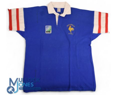 Scarce France RWC 1995 Semi Final Matchworn Jersey: Lovely Adidas Blue XL Official French issue, worn by prop Christian Calif
