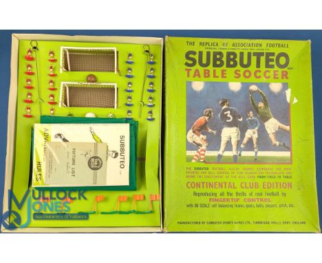 1972-73 Subbuteo Continental Club Edition Football Game, having some writing on the lid, complete with team's balls, pitch li