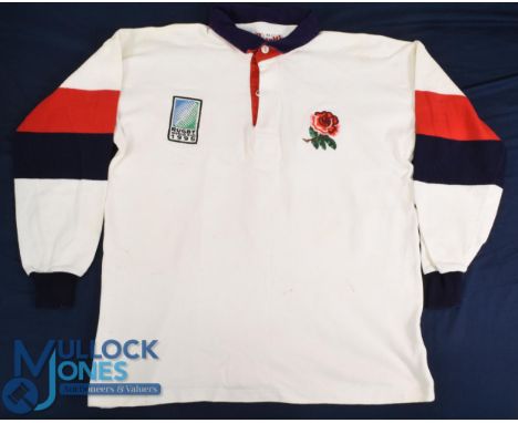 RWC 1995 England Matchworn Jersey: Jeremy Guscott, great English centre, wore this Cotton Traders 44" fully-logoed England je