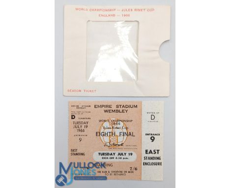 1966 World Cup 8th Final Match Ticket Mexico v Uruguay 19 July 1966.&nbsp;Scarce, good near mint condition