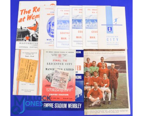 1962/63 Manchester Utd v Leicester City FAC final match programme, match ticket + song sheet plus United team photo (newspape