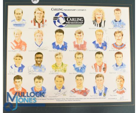 1992/93 Premier League - large mounted print issued by Carling to commemorate the inaugural season featuring the captains of 