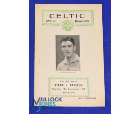1954/55 Celtic v Rangers Div. A league match programme 18 September 1954 at Parkhead; light fold, overall fair/good. (1)