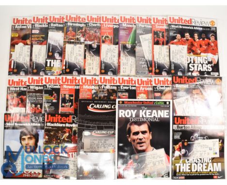 2005/2006 Manchester Utd complete league season home programmes (19) plus match tickets (11); Carling Cup Barnet + ticket, WB