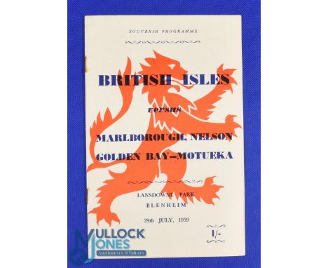 1959 British and I Lions v Marlboro-Nelson-Golden Bay-Motueka Rugby Programme: Less often seen, compact issue for this combin