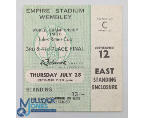 1966 World Cup 3rd Place Play Off Portugal V Russia 28/7/1966 Original Ticket