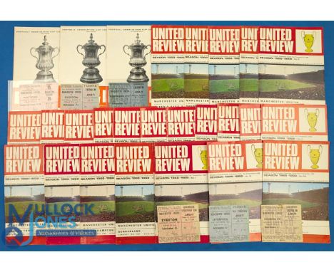 1968/69 Manchester Utd complete league season home match programmes (21) plus match tickets v Everton, Liverpool, Manchester 
