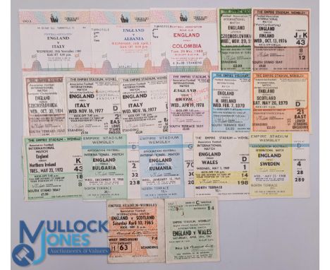 1961-1989 England Internation Football Ticket Collection, to include England v Wales 1961, England v Scotland 1965, England v