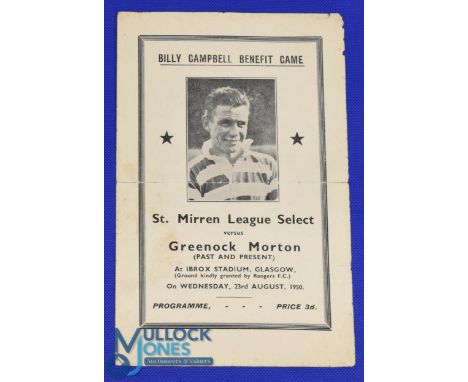 1950/51 at Glasgow Rangers: Billy Campbell benefit game, St Mirren (league select) (including Evans (Celtic), Cox (Rangers), 
