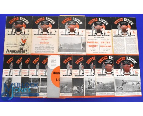 Collection of Manchester Utd home match programmes to include 1946/47 Derby County (plus small newspaper cutting), 1951/52 Wo