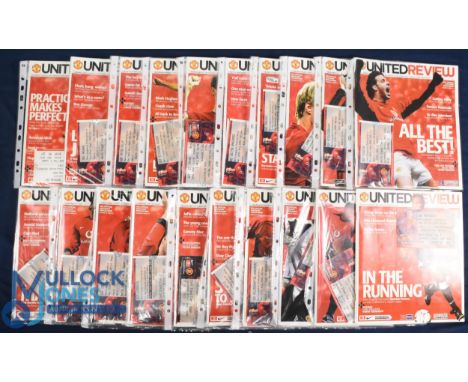 2003/2004 Manchester Utd complete league season home match programmes (19) + match tickets (19); also Open Training Day pract